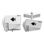 Rhodium-Plated Sterling Silver Royal Flush Cuff Links