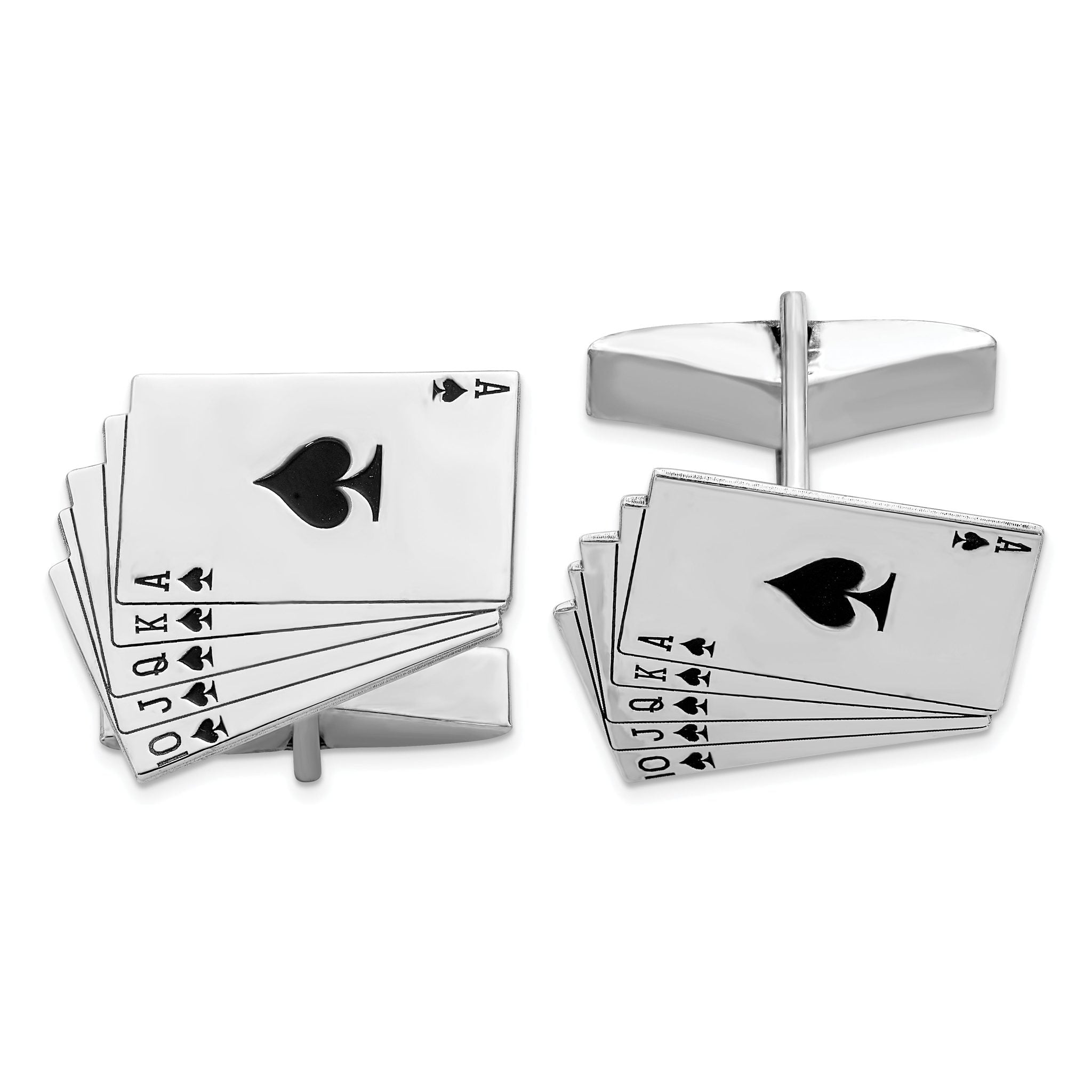 Rhodium-Plated Sterling Silver Royal Flush Cuff Links