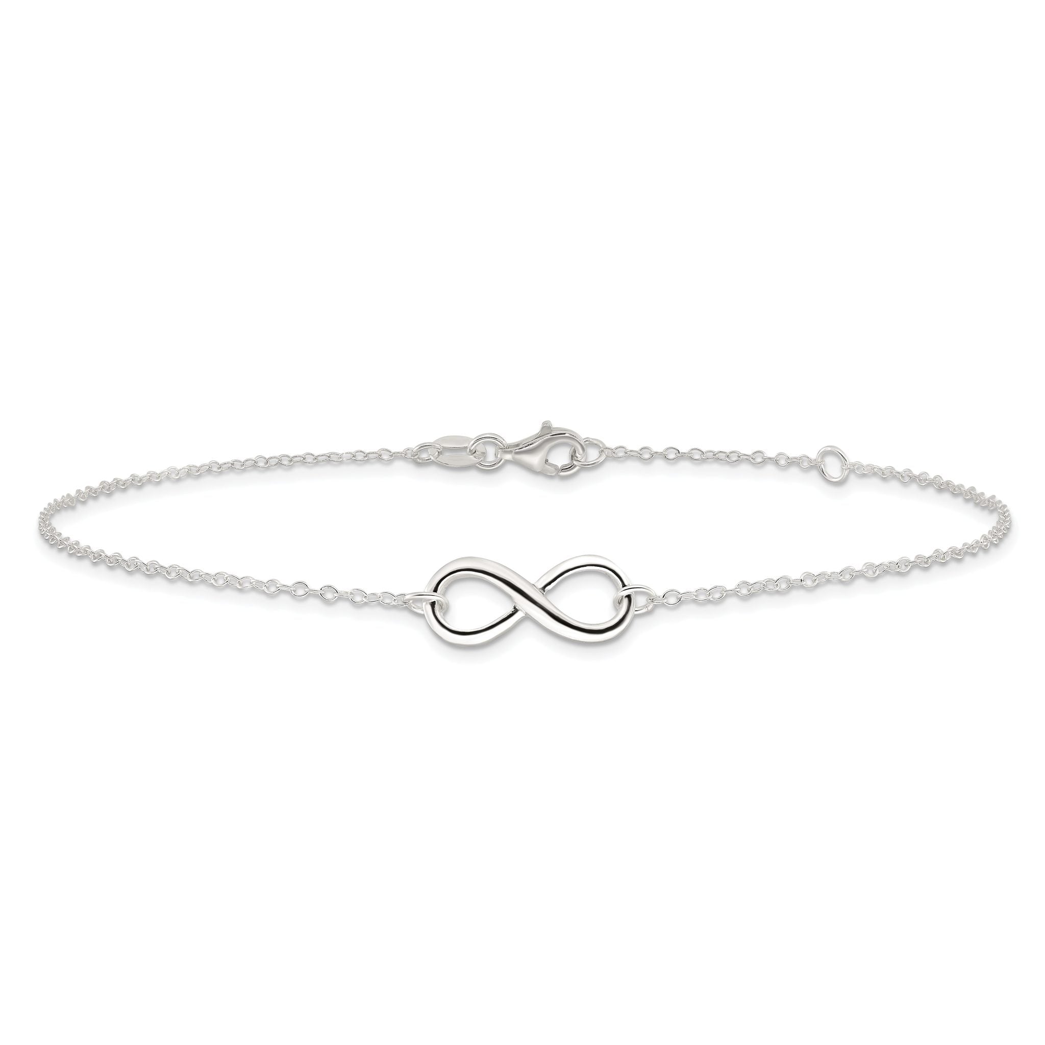 Sterling Silver Infinity 9 inch Plus 1 inch Extender - Total 10 inch Anklet