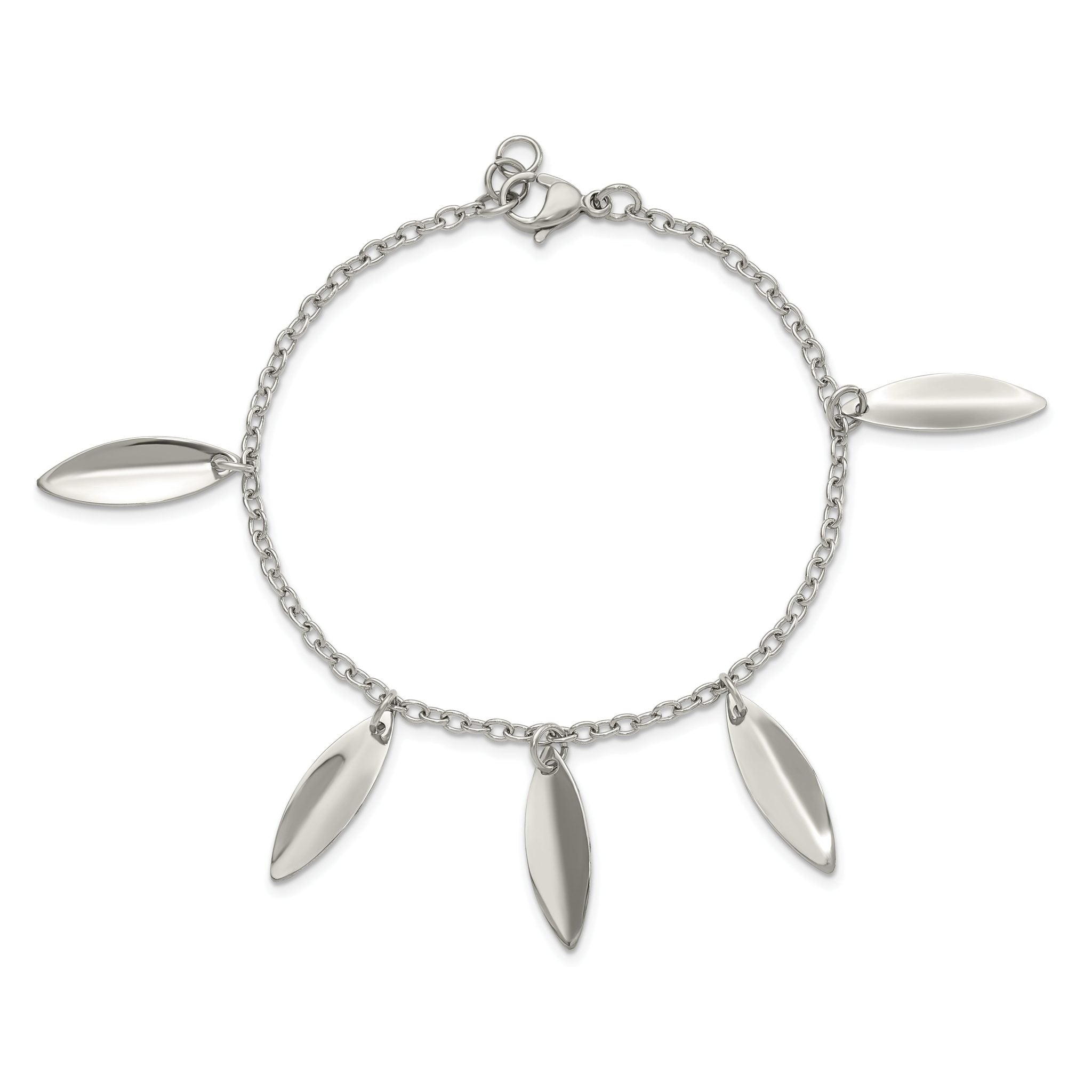 Stainless Steel Polished Diamond Shaped Dangles Bracelet for Women