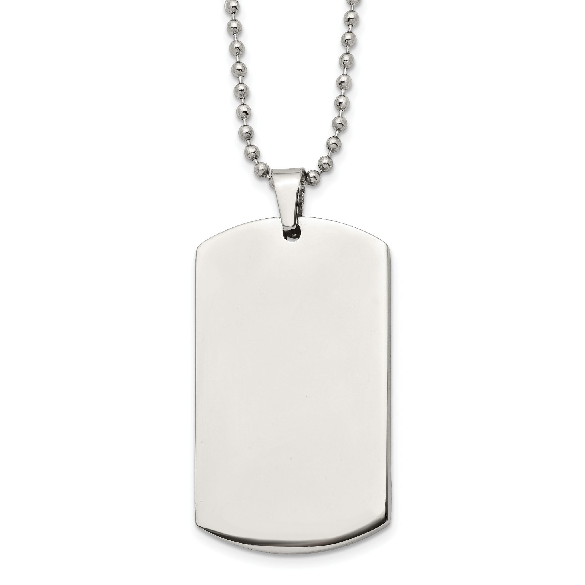 Chain Stainless Steel Brushed and Polished Rounded Edge 4mm Dog Tag on a 24in Ball Chain Necklace Main image