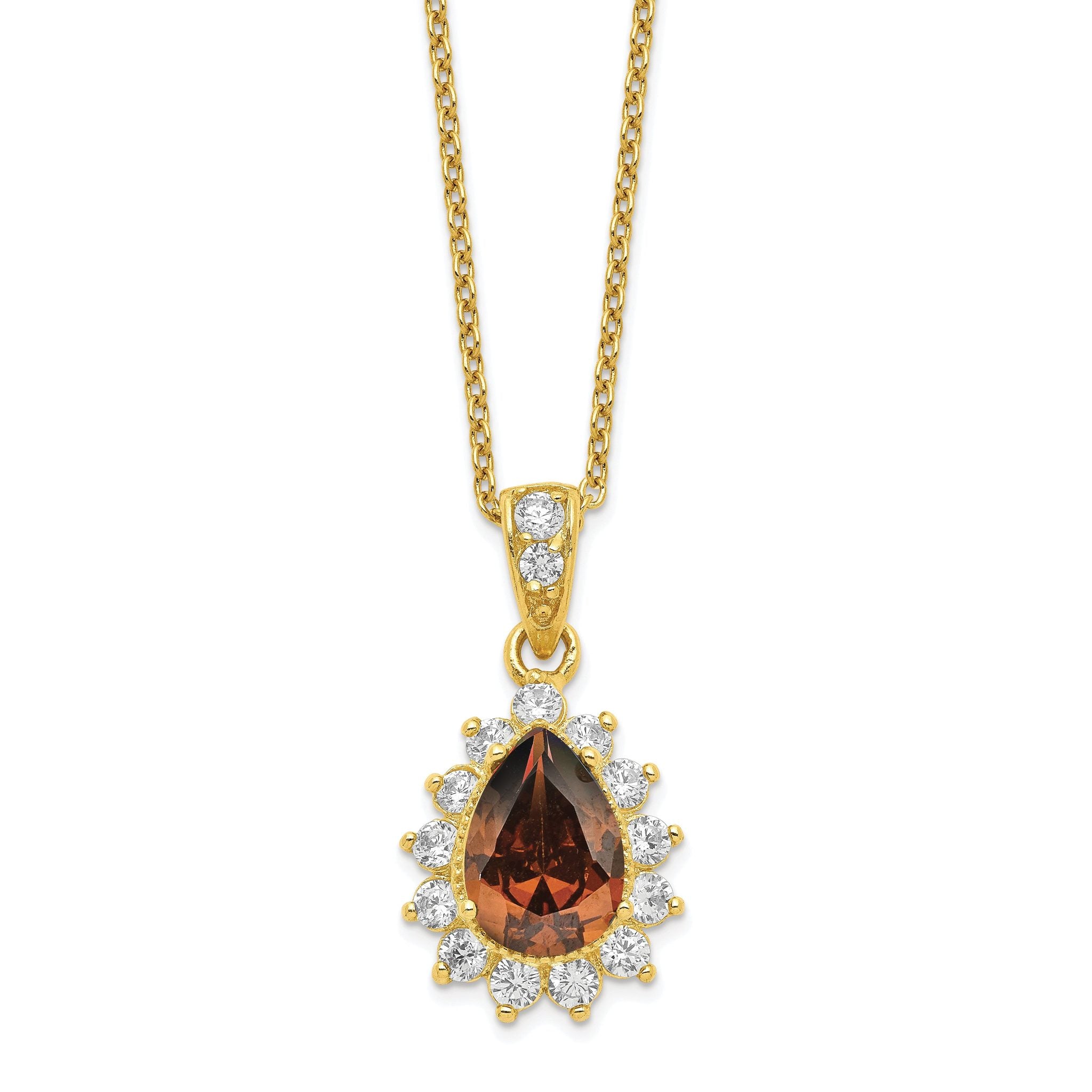 Cheryl Gold-Plated Sterling Silver CZ Teardrop Necklace for Women 18.5 Inch Main image