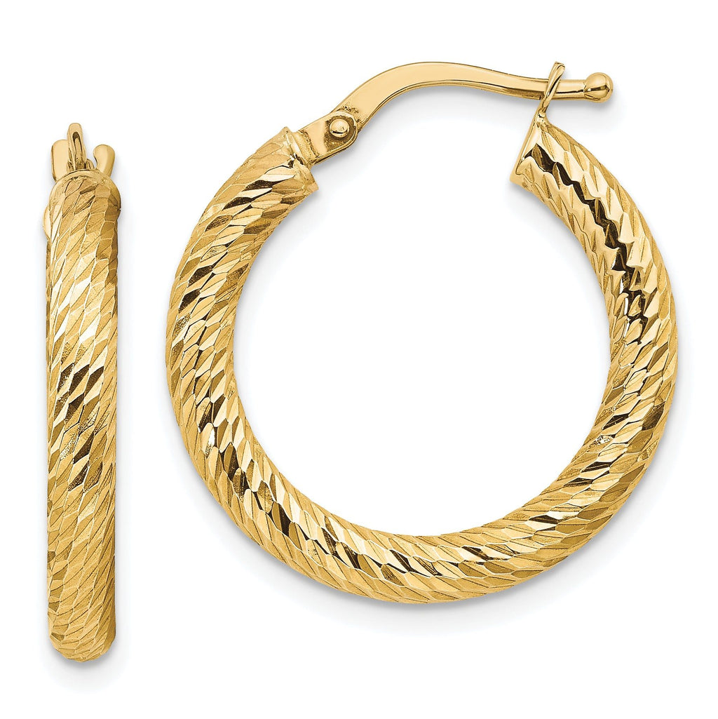 10K Gold Diamond-Cut Hoop Earrings with Polished Finish 22.86mm