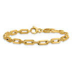14K Polished 4.3mm and Textured Double Fancy Link 7.75 inch Bracelet