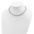 Black Leather Cord Necklace in Sterling Silver, 1.5mm
