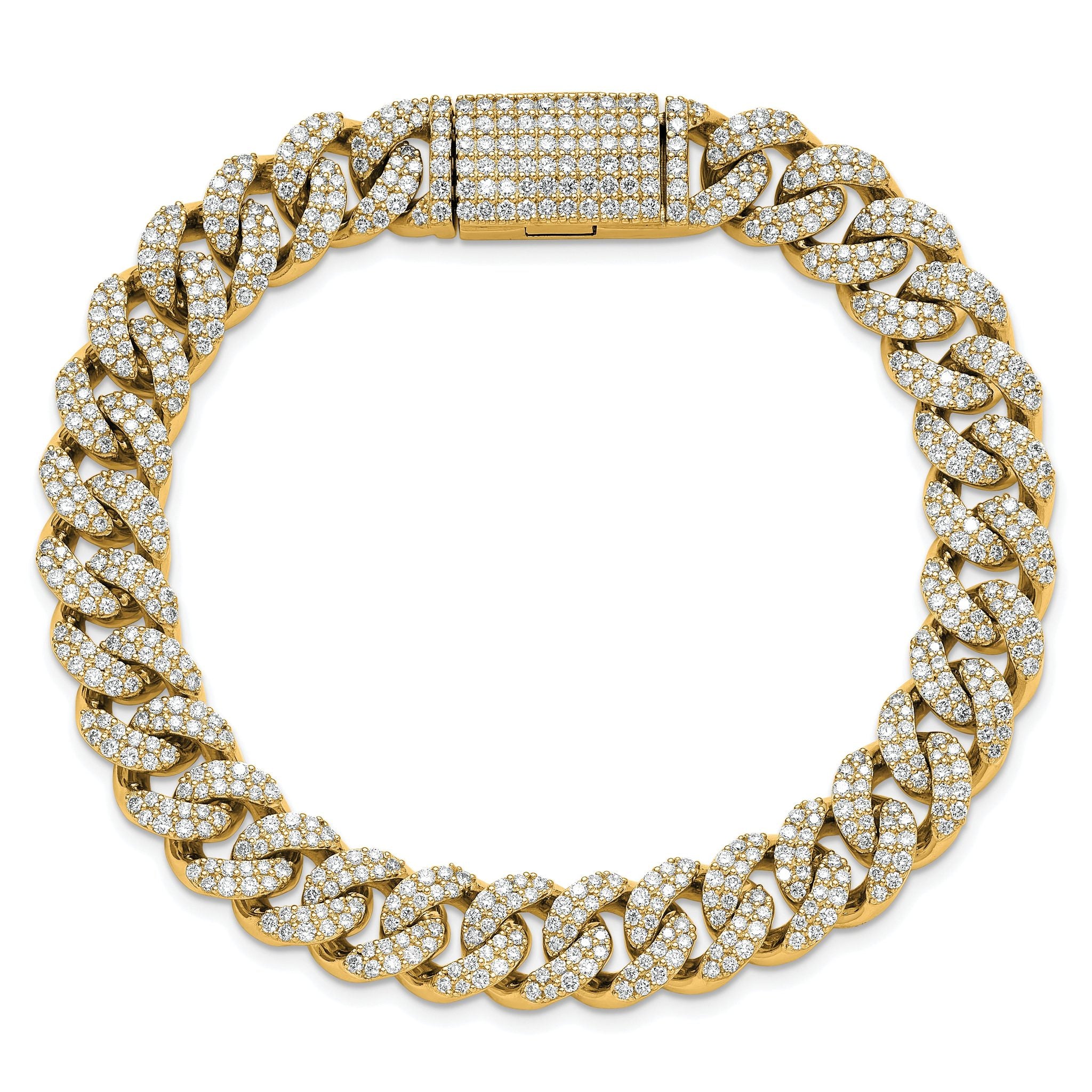 14k 6 1/6 carat Lab Grown Diamond VS+ F+ Complete 4mm Pavâ Cuban Link 8 Bracelet