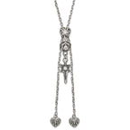 Sophia Jewelers Gothic Hearts & Sword CZ Adjustable Stainless Steel Necklace