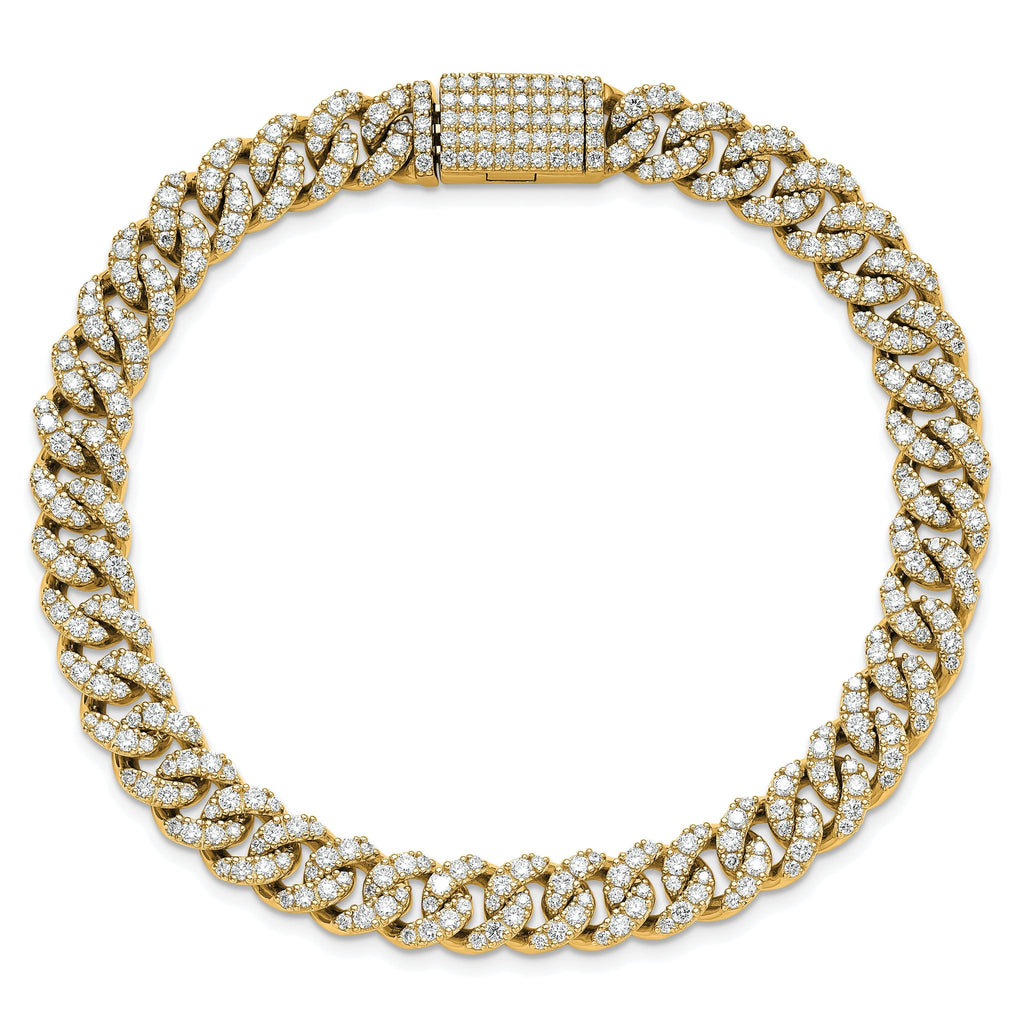 14k 5 carat Lab Grown Diamond VS+ F+ Complete 4mm Pavâ Cuban Link 8 Bracelet