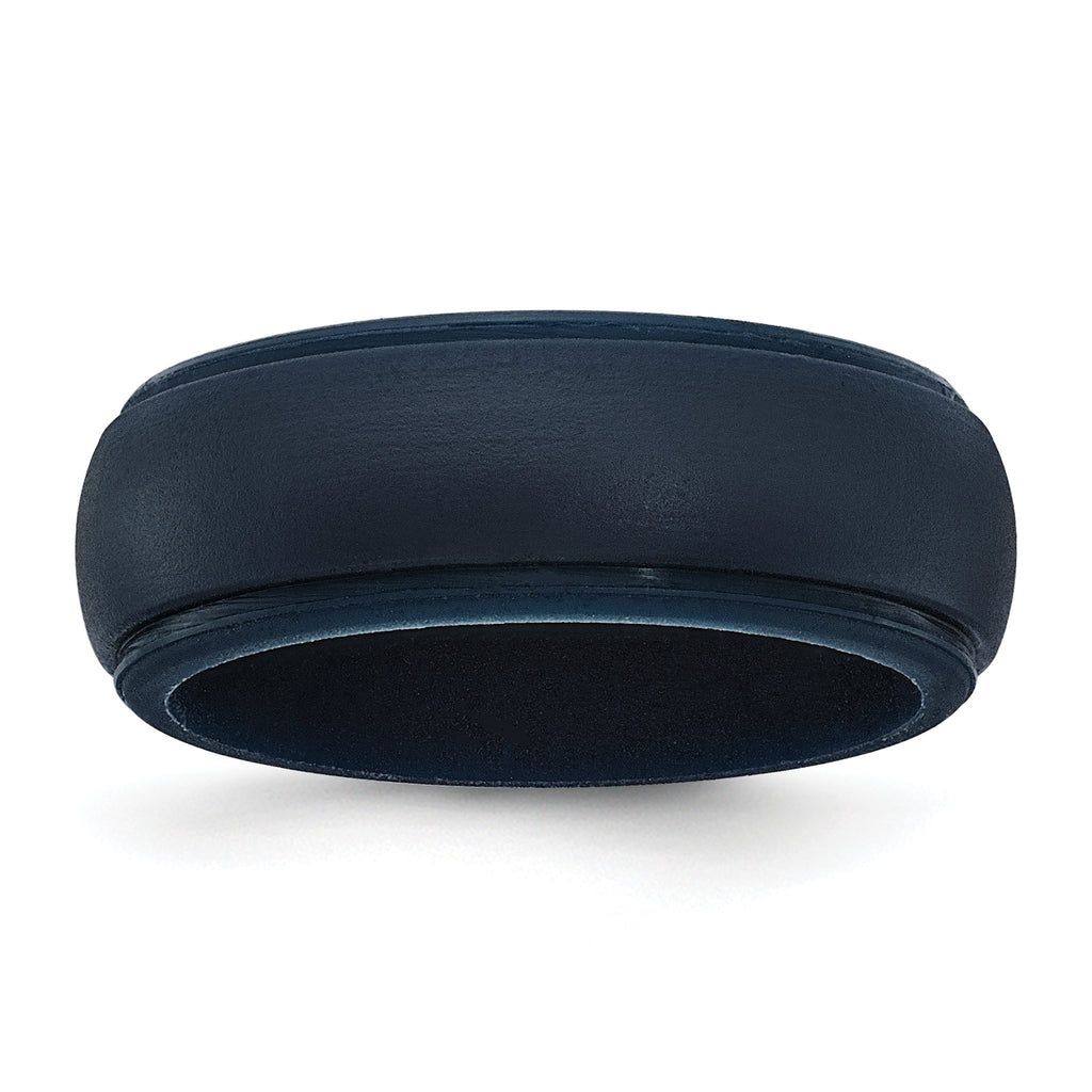 Ridged Edge Wedding Band in Navy Blue Silicone, 8mm