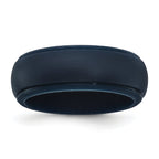 Ridged Edge Wedding Band in Navy Blue Silicone, 8mm