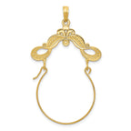 14K Gold Polished Ribbon Charm Holder Pendant  Elegant Solid Design
