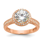 10K Tiara Collection Rose Gold Polished CZ Ring