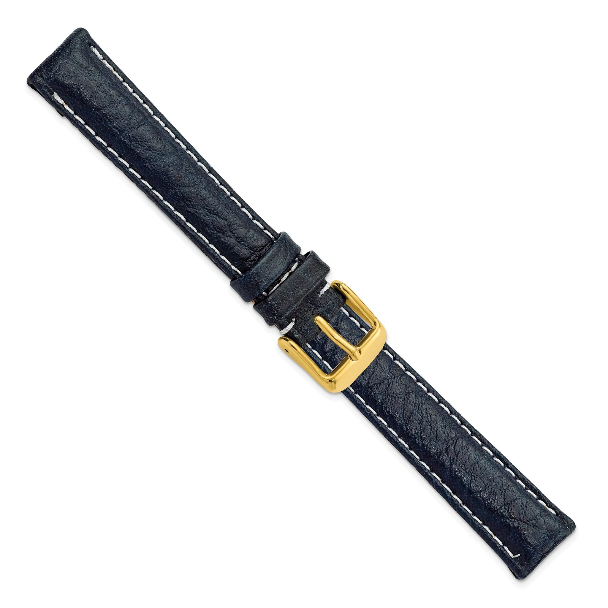 Navy Sport Leather Watch Band in 18mm with Gold-Tone Buckle