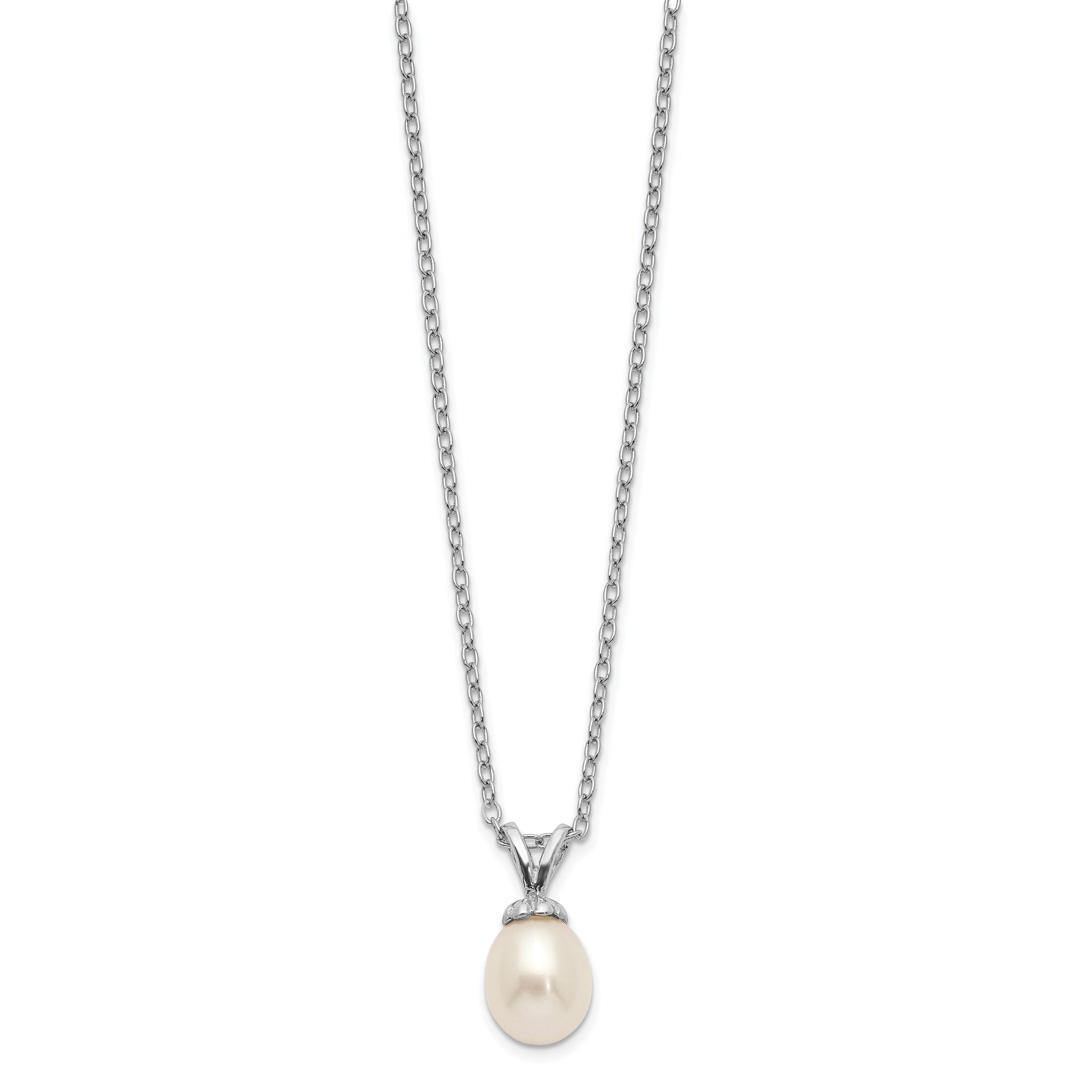 Sterling Silver Madi K Rhodium-plated Polished White Rice 6-7mm Freshwater Cultured Pearl Children's Necklace Secondary image