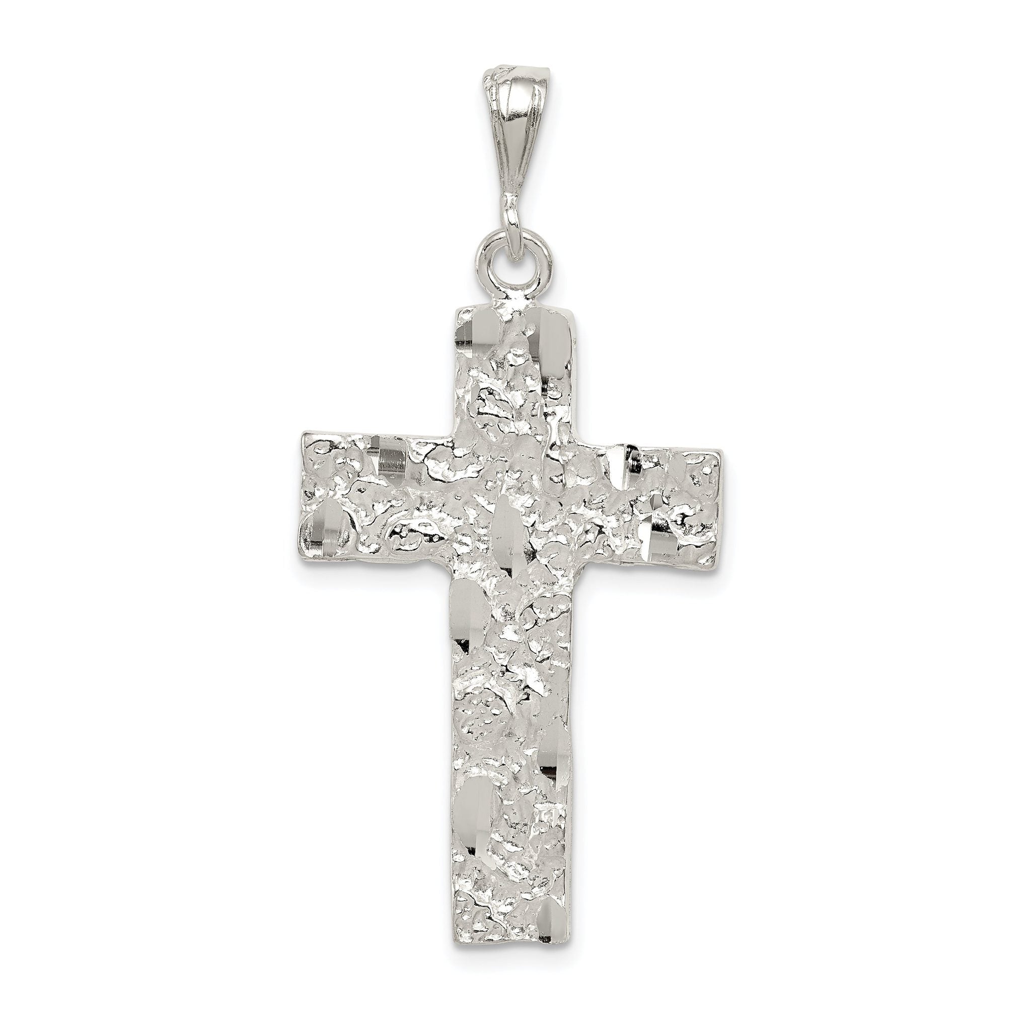 Sterling Silver 925 Nugget Cross Pendant with Polished Finish Main image