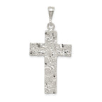 Sterling Silver 925 Nugget Cross Pendant with Polished Finish
