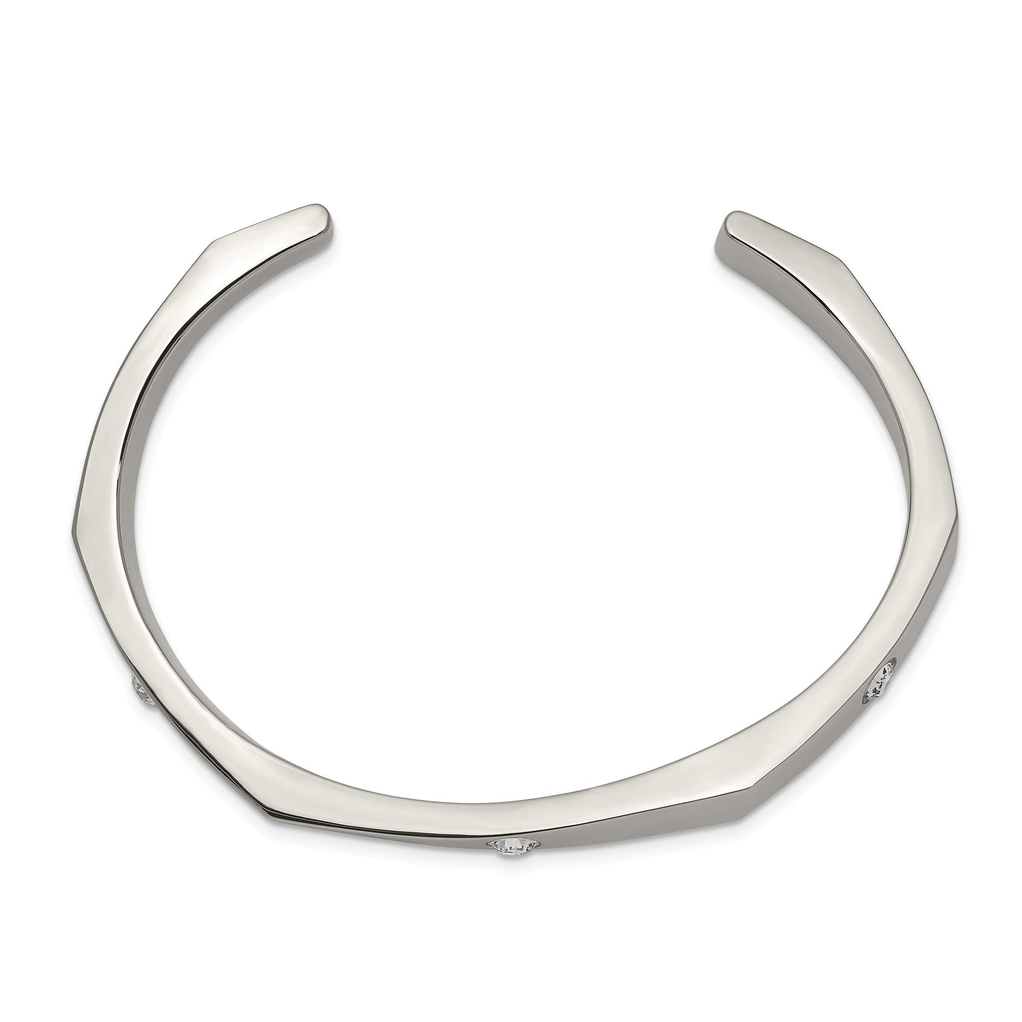 Stainless Steel Polished with Crystals 6mm Cuff Bangle Bracelet for Women Secondary image