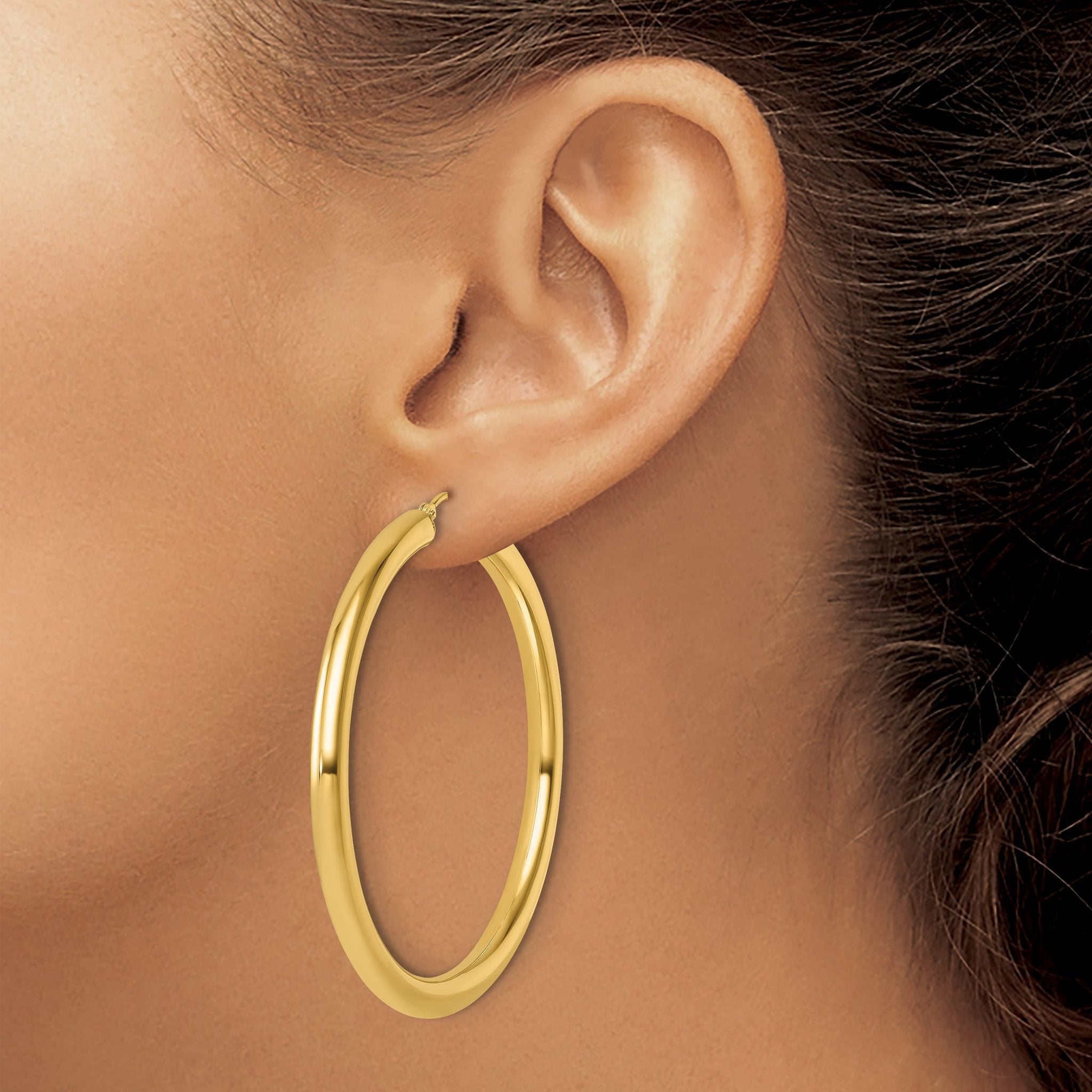 14k Polished 4mm Polished Hoop Earrings
