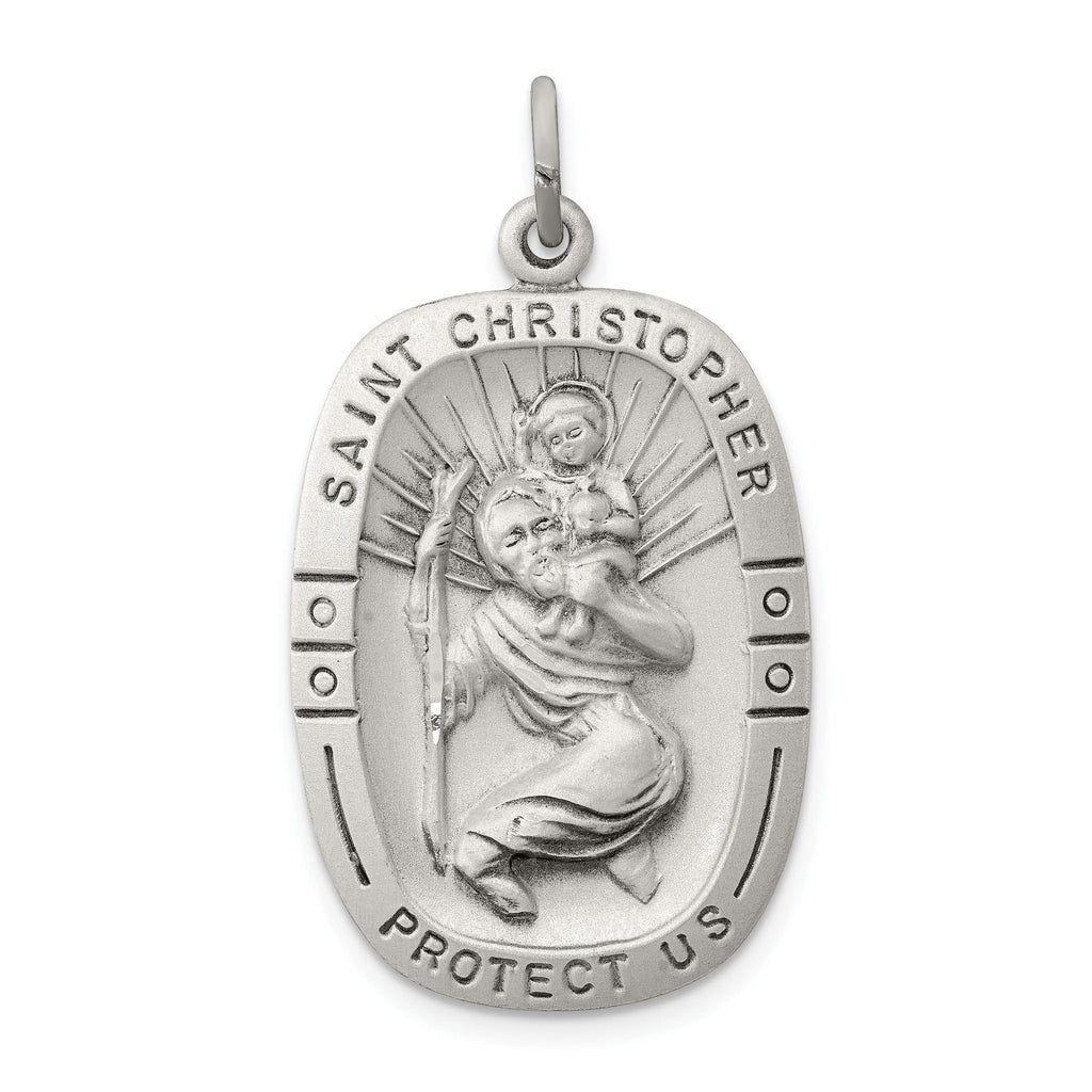 925 Sterling Silver Antiqued St. Christopher Medal Solid Die-Struck Pendant