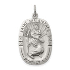 925 Sterling Silver Antiqued St. Christopher Medal Solid Die-Struck Pendant