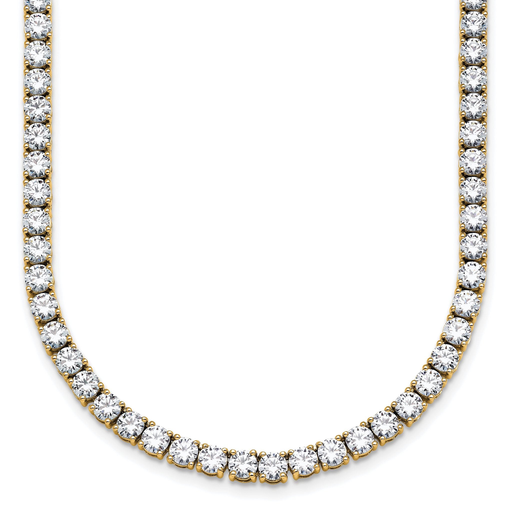 14k 22 carat Lab Grown Diamond VS+ F+ Complete Round 22 inch Straight Tennis Necklace