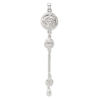 SS Polished Textured Flowers Double Strand Chain Pendant