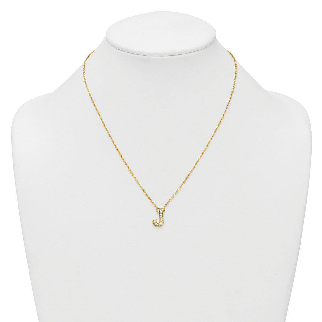 14k 1/3 carat Lab Grown Diamond VS+ F+ Complete Letter J 18 inch Initial Necklace