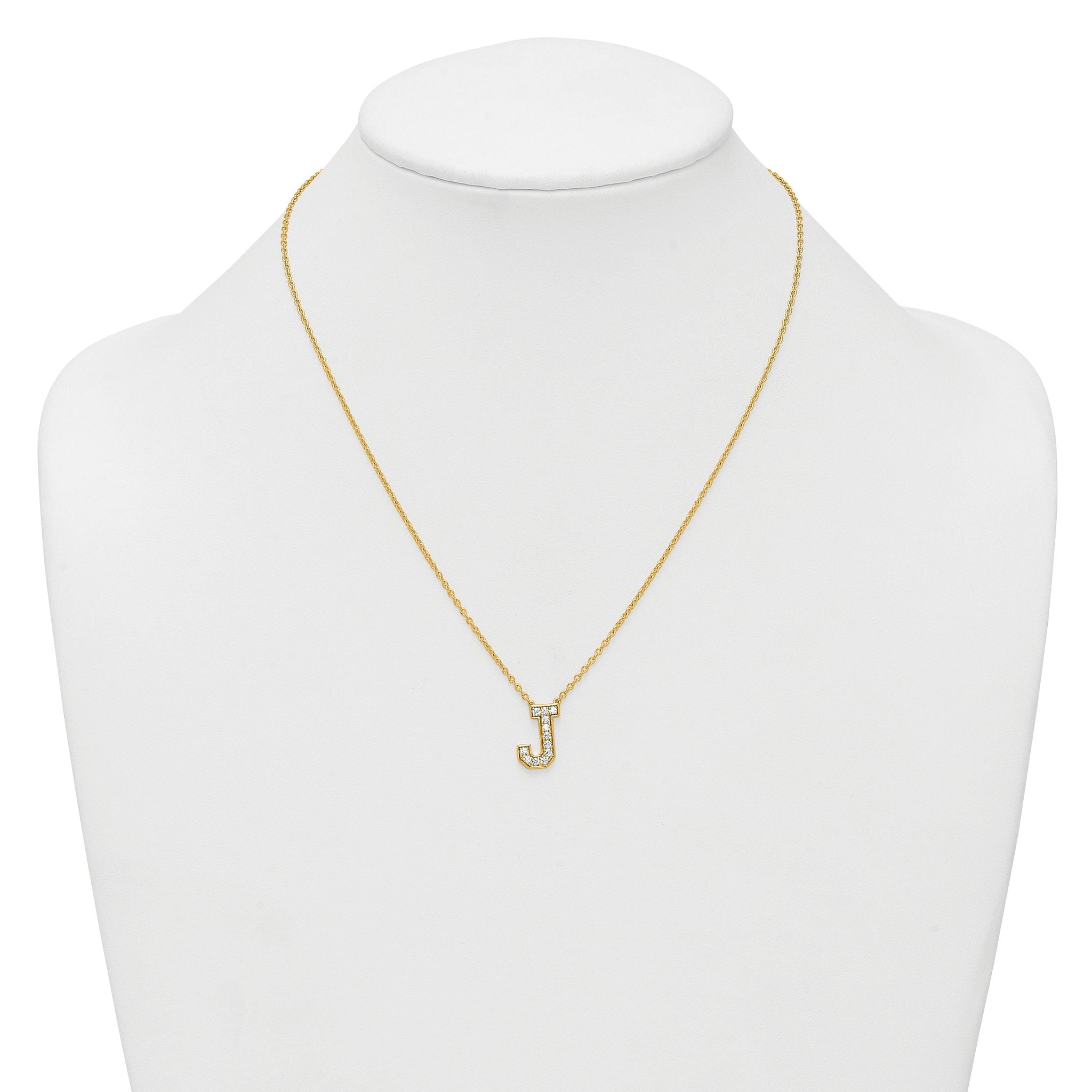 14k 1/3 carat Lab Grown Diamond VS+ F+ Complete Letter J 18 inch Initial Necklace