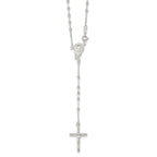 Sterling Silver Polished Bead Rosary 18 inch Necklace