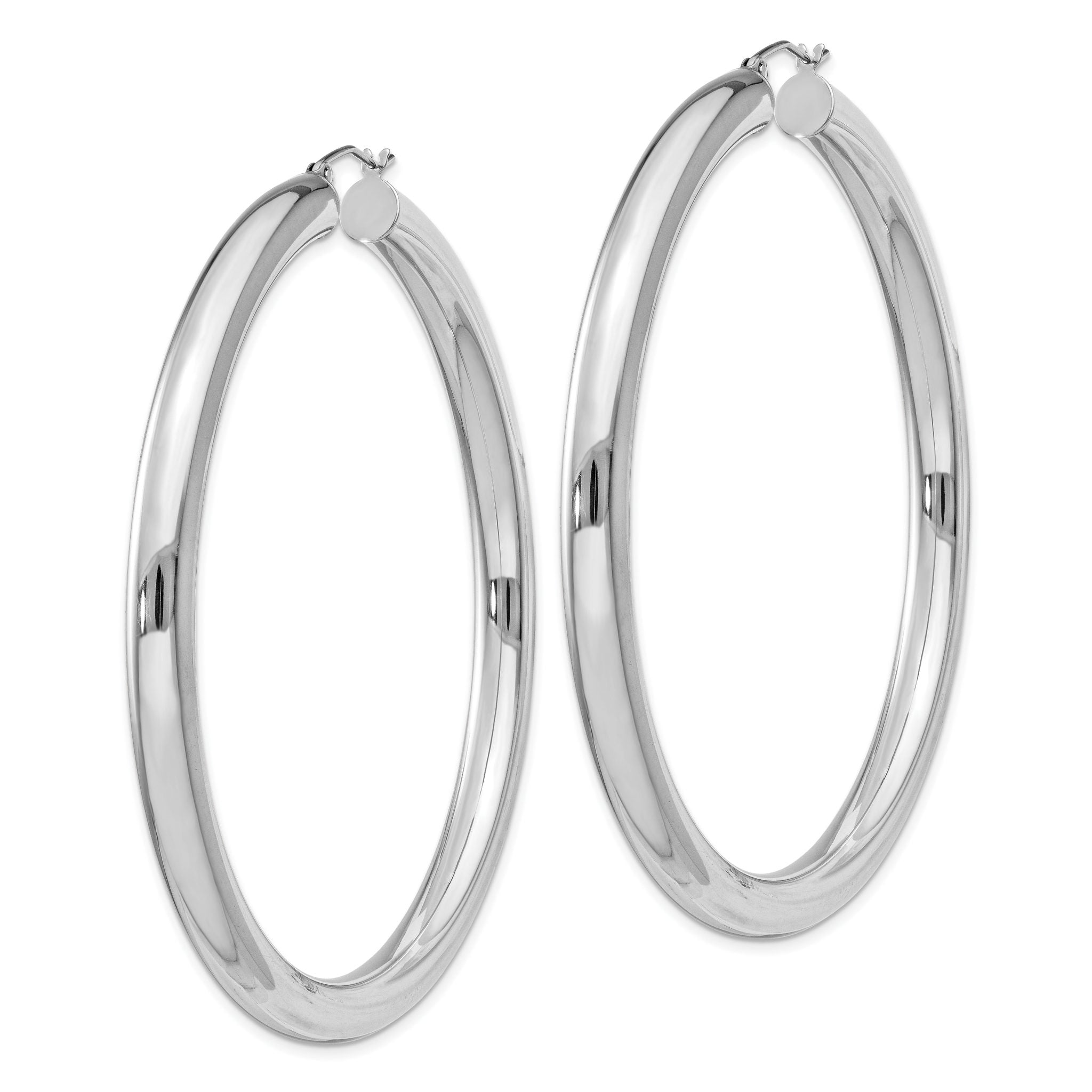 Sterling Silver Rhodium-plated 5mm Round Hoop Earrings Secondary image