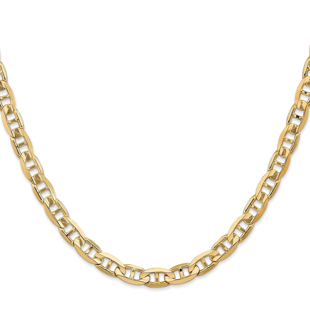 14K 7 inch 6.25mm Concave Anchor with Lobster Clasp Bracelet