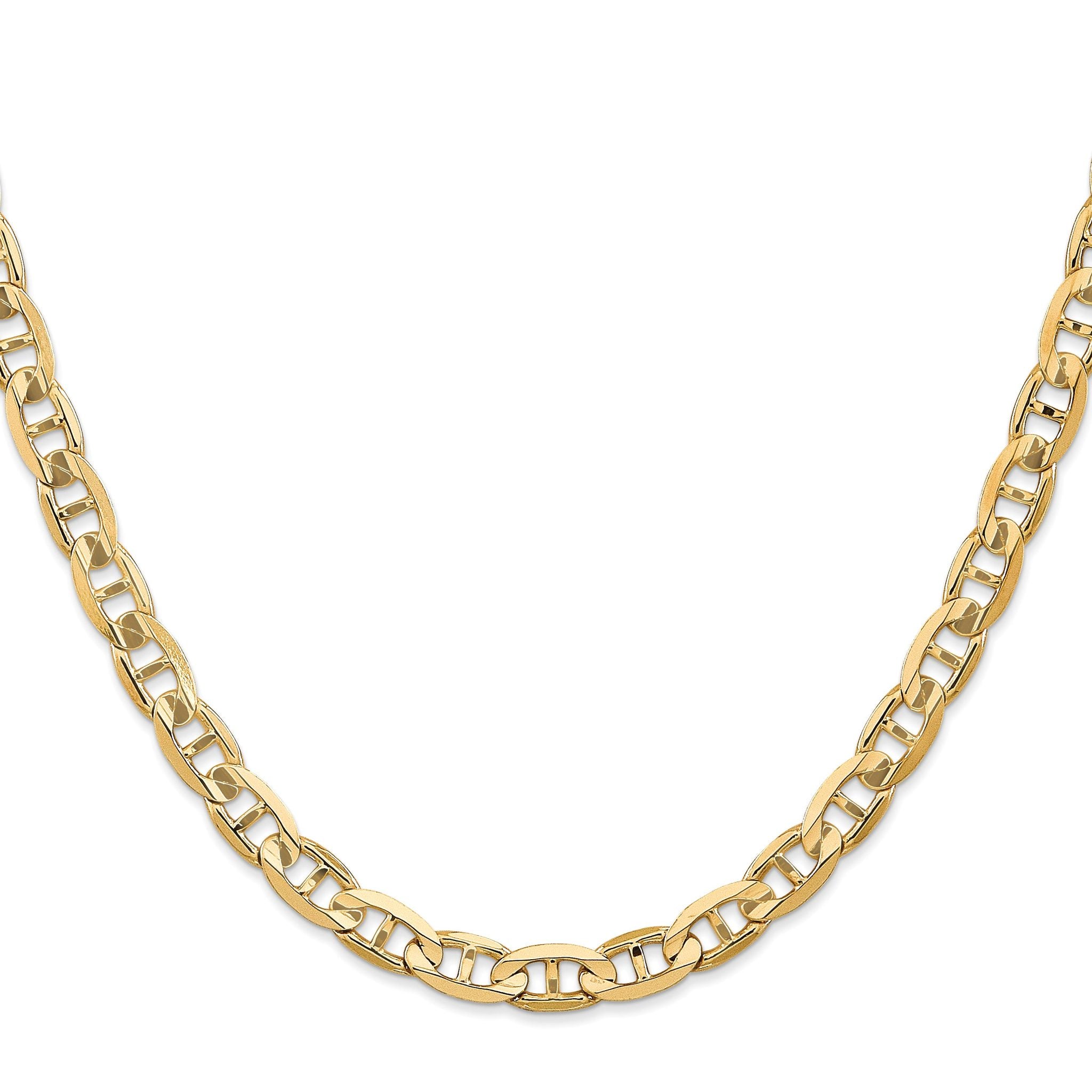 14K 7 inch 6.25mm Concave Anchor with Lobster Clasp Bracelet