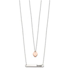 Sterling Silver Rose-tone Heart Enameled LOVED 18in Bar Necklace