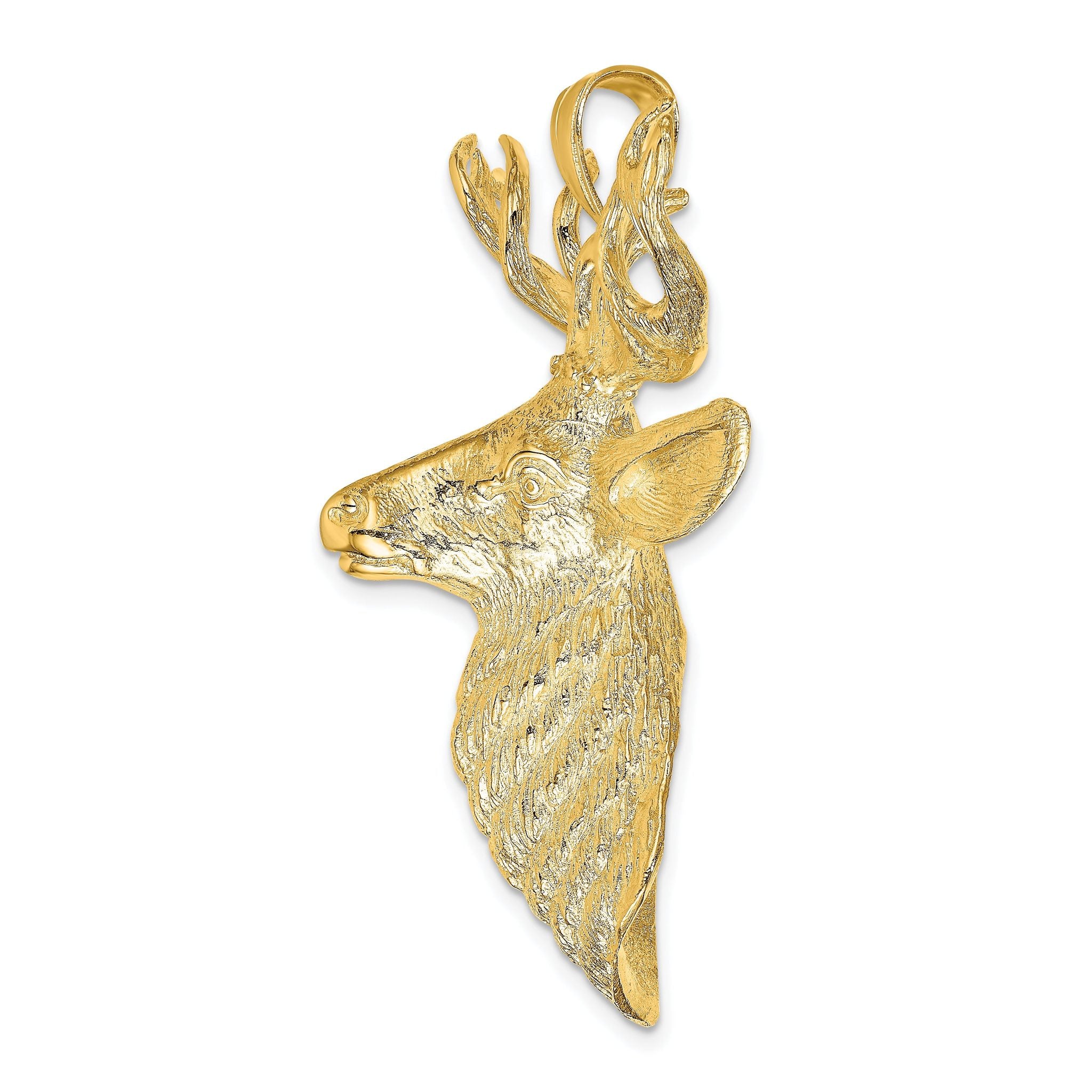 14K 3-D Textured Deer Head Charm