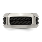Edward Mirell Stainless Steel and Black Ti Double Cable 10.75mm Band