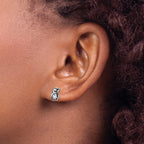 Sterling Silver Rhodium-plated Polished Enamel Penguin Post Earrings