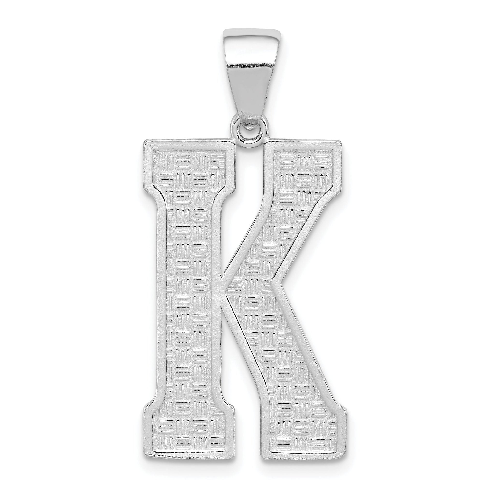 Sterling Silver Rhodium-Plated Initial K Pendant Solid Cast Large Design Main image