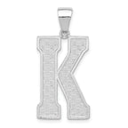 Sterling Silver Rhodium-Plated Initial K Pendant Solid Cast Large Design