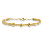 14K Polished Woven 3 Knot Adjustable Bangle