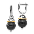 Sophia Jewelers Sterling Silver & 14K Gold Onyx Dangle Earrings