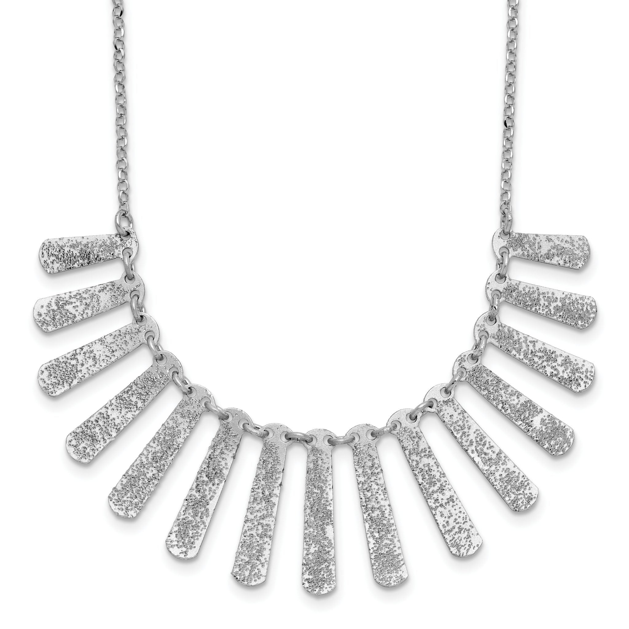 SS Radiant Essence Pol/Textured Bars w/ 2in Ext. Necklace Main image