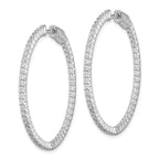 Sterling Shimmer Sterling Silver Rhodium-plated 100 Stone 1.7mm CZ In and Out Round Hinged Hoop Earrings