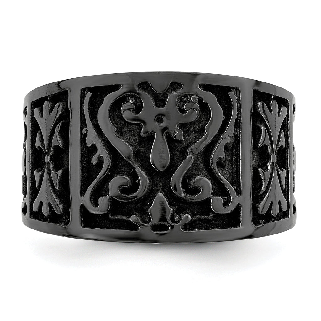 Titanium Flat 14mm Wedding Band with Casted Design and Gift Boxing