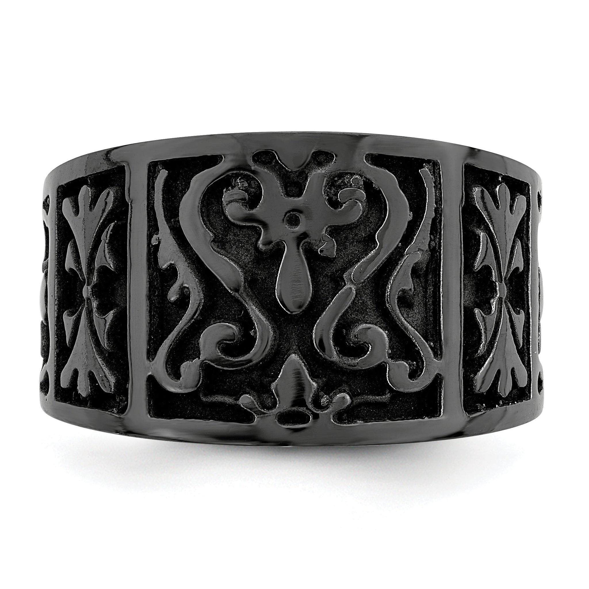 Titanium Flat 14mm Wedding Band with Casted Design and Gift Boxing