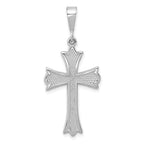 14K White Gold Cross Pendant with Rhodium Plating Elegant Textured Design