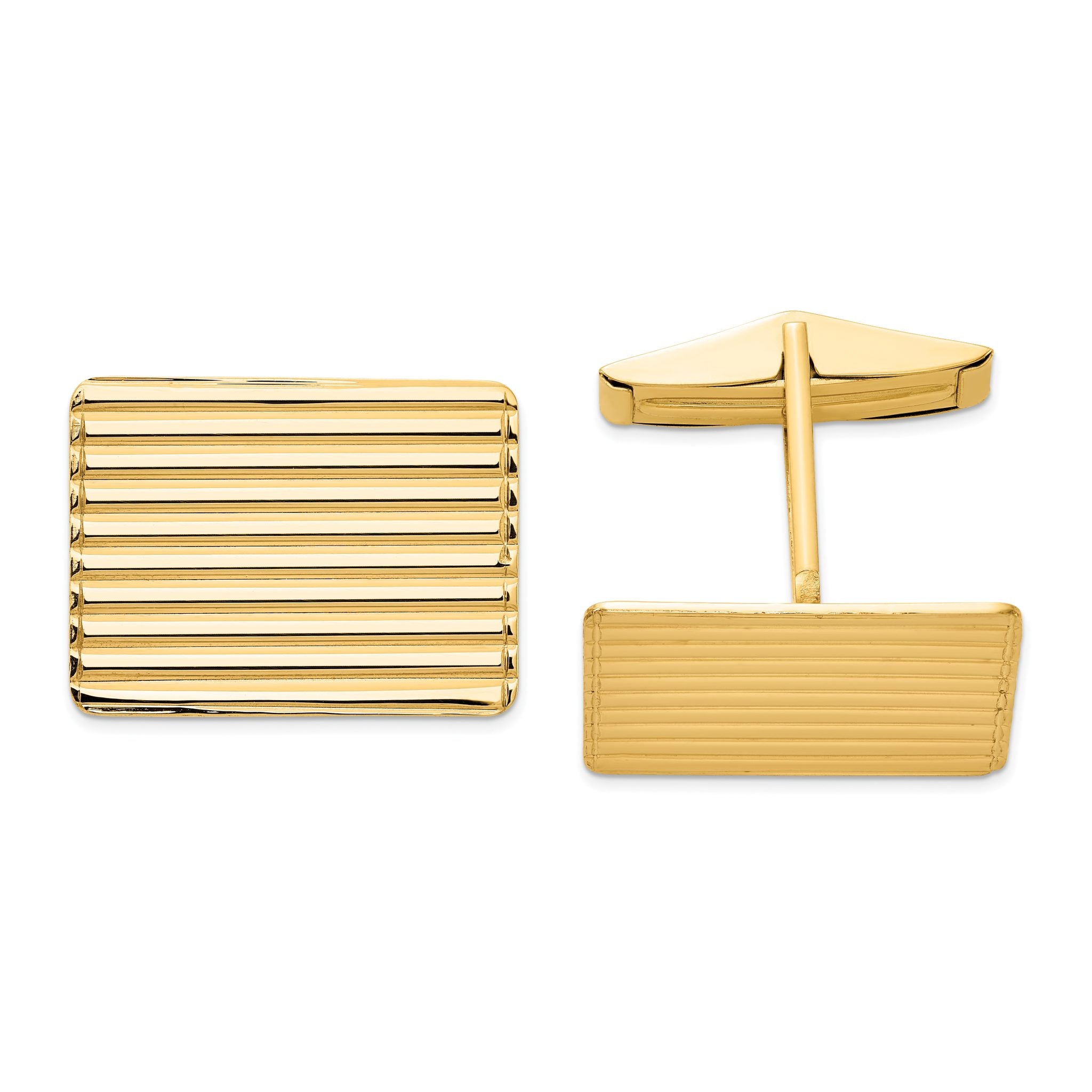 14k Yellow Gold Polished Grooved Cuff Links Main image
