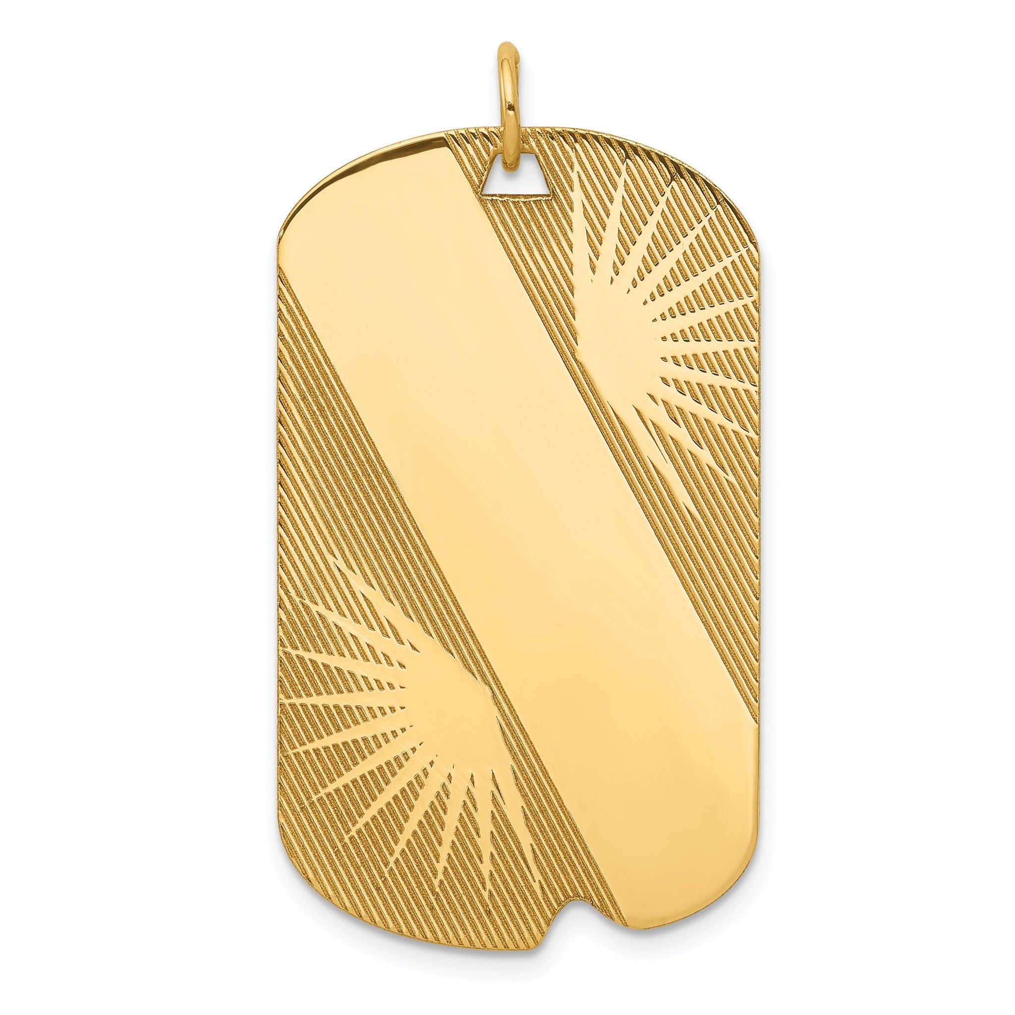 14k Patterned .018 Gauge Engravable Dog Tag Disc Charm Main image