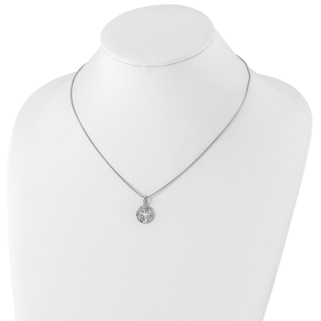 Sophia Jewelers White Ice Rhodium-Plated Sterling Silver Diamond Flower Necklace