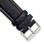 Navy Leather Sport Watch Band with White Stitching, 20mm