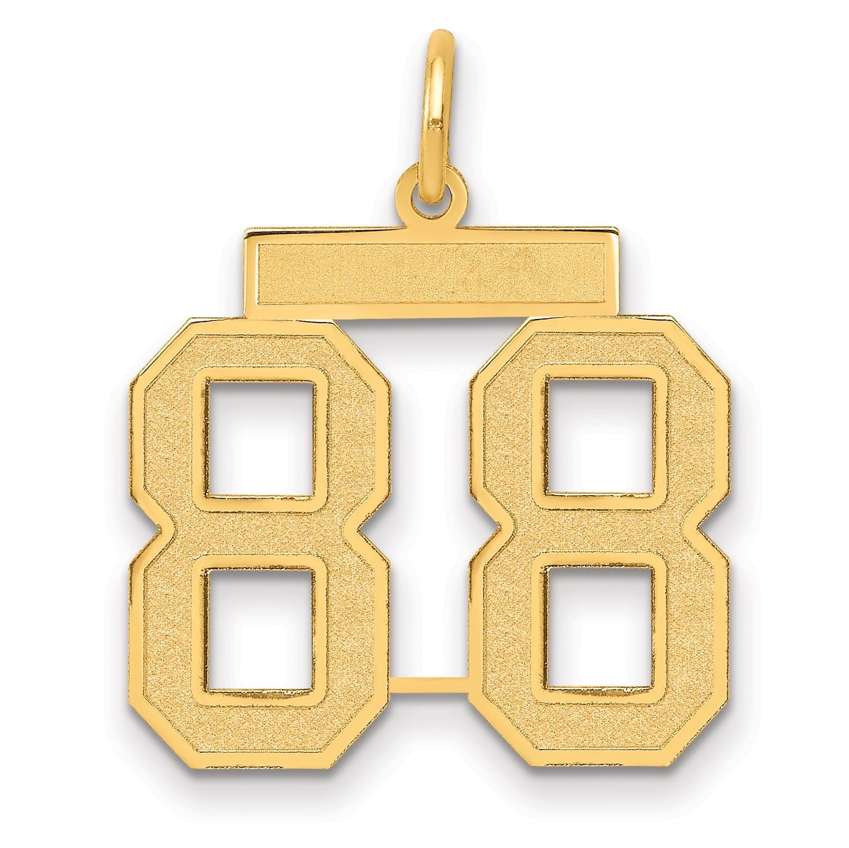 14K Yellow Gold Medium Satin Number 88 Charm with Brushed Finish